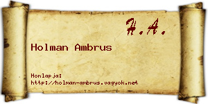 Holman Ambrus névjegykártya